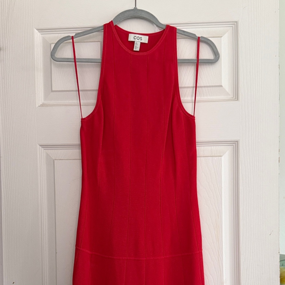 COS pleated racer neck maxi Dress